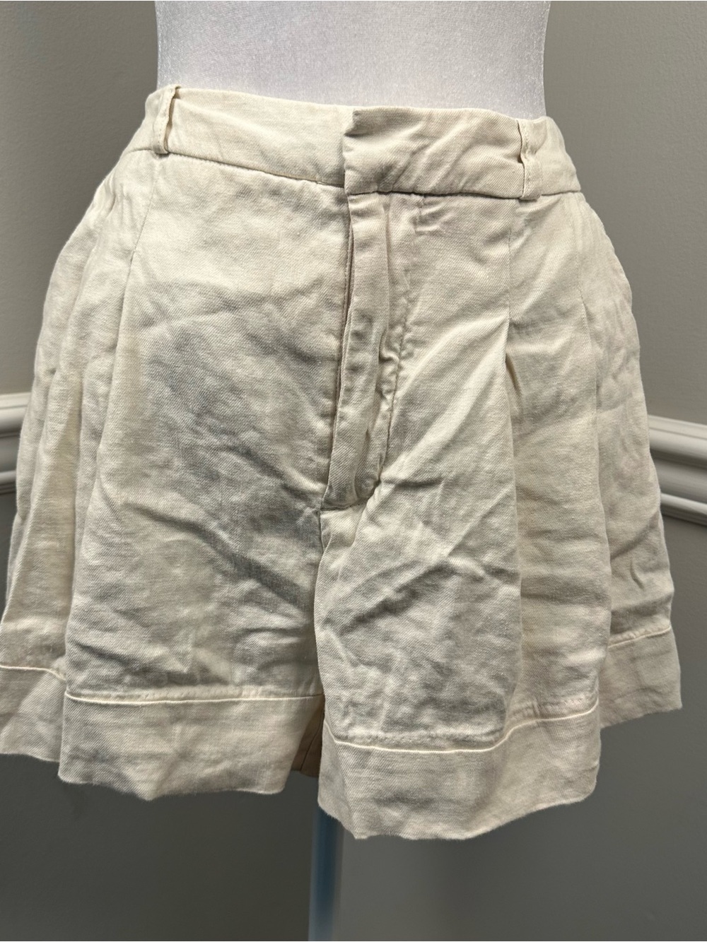 Maeve Light Cream Linen-Blend High-Rise Skort 6
